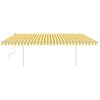 vidaXL Toldo retr&aacute;ctil manual con postes amarillo y blanco 5x3,5 m