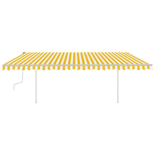 vidaXL Toldo retr&aacute;ctil manual con postes amarillo y blanco 5x3,5 m