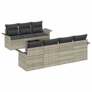 vidaXL Conjunto de sof&aacute;s de jard&iacute;n 8 pcs Gris Claro y Gris Oscuro