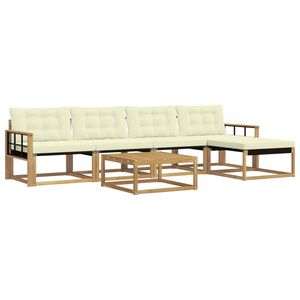 vidaXL Conjunto de sof&aacute;s de exterior 6 pcs Blanco y Crema