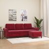 vidaXL Sof&aacute; de 3 plazas con taburete de terciopelo rojo tinto 180 cm