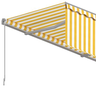 vidaXL Toldo retráctil manual con persiana amarillo y blanco 3x2,5 m