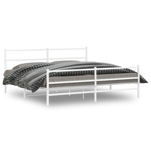 vidaXL Estructura cama sin colch&oacute;n con estribo metal blanco 183x213 cm