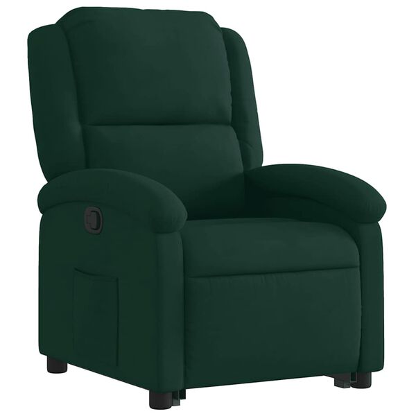 vidaXL Sill&oacute;n reclinable elevable terciopelo verde oscuro