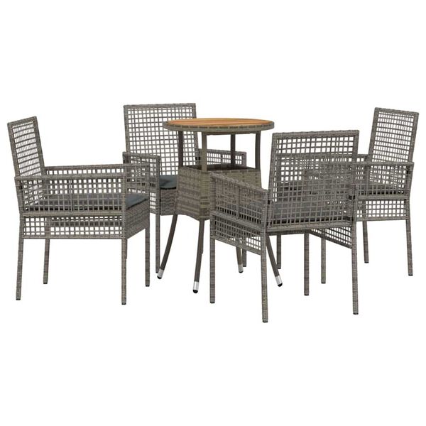 vidaXL Conjunto de Comedor de Jard&iacute;n 5 pcs Gris rat&aacute;n sint&eacute;tico