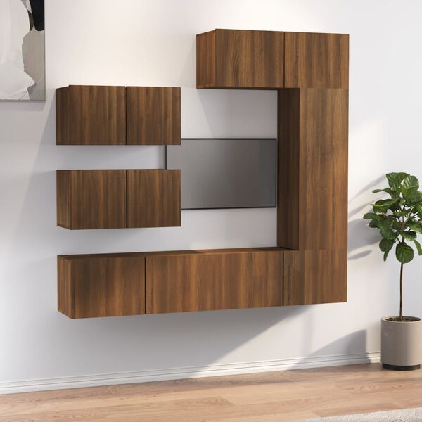 vidaXL Set de muebles para TV 6 pzas madera contrachapada roble marr&oacute;n