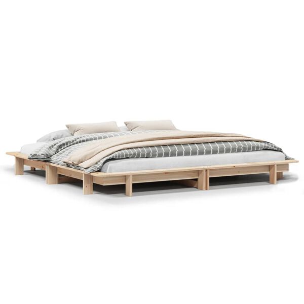 vidaXL Estructura de cama sin colch&oacute;n madera maciza de pino 200x200 cm