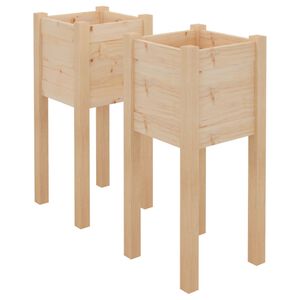 vidaXL Jardineras 2 uds madera maciza de pino 31x31x70 cm