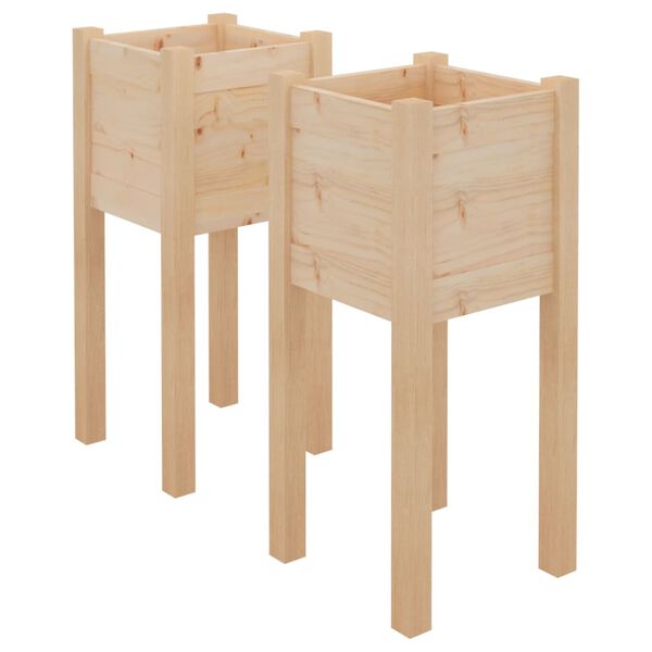 vidaXL Jardineras 2 uds madera maciza de pino 31x31x70 cm