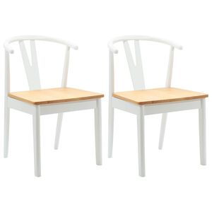 vidaXL Silla de comedor 2 pcs y Natural Madera de Caucho S&oacute;lido