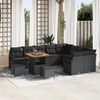 vidaXL Conjunto de sof&aacute; de jard&iacute;n 12 pcs Negro 80 x 80 x 71 cm