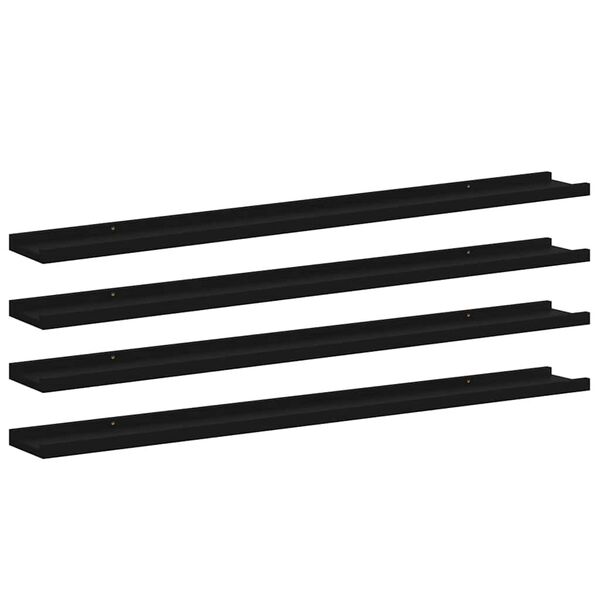 vidaXL Estantes de pared 4 unidades negro 100x9x3 cm