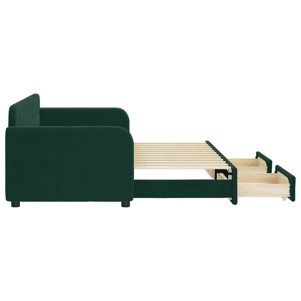 vidaXL Sof&aacute; cama nido con cajones terciopelo verde oscuro 80x200 cm