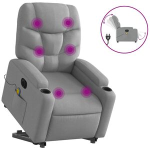 vidaXL Sill&oacute;n de masaje el&eacute;ctrico reclinable elevable tela gris claro