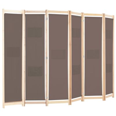 vidaXL Biombo divisor de 6 paneles de tela marrón 240x170x4 cm