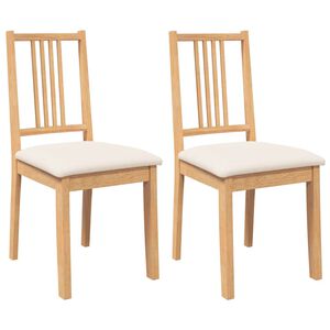 vidaXL Sillas de comedor con cojines 2uds madera maciza natural caucho