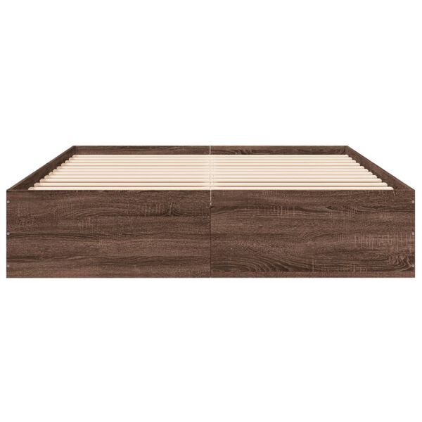vidaXL Estructura de cama madera de ingenier&iacute;a marr&oacute;n roble 160x200 cm
