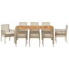 vidaXL Conjunto de Comedor de Jard&iacute;n 9 pcs Beige rat&aacute;n sint&eacute;tico