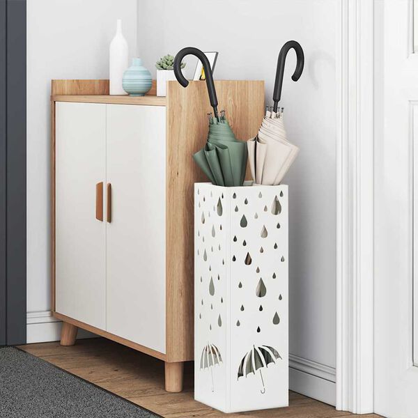 vidaXL Soporte para sombrilla Blanco 15.5 x 15.5 x 49 cm Metal