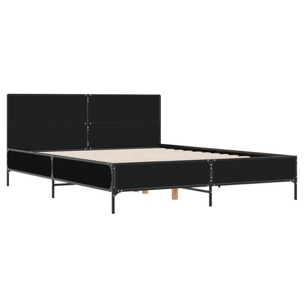 vidaXL Estructura de cama madera de ingenier&iacute;a y metal negro 160x200cm
