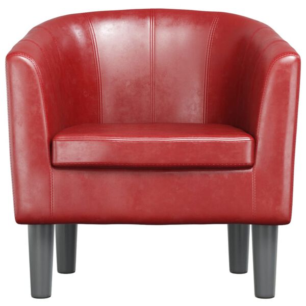 vidaXL Sillón cuero sintético rojo tinto