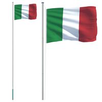 vidaXL Mástil y bandera de Italia aluminio 6,23 m