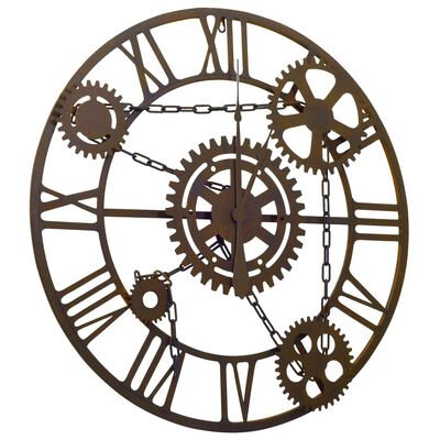 vidaXL Reloj de pared de metal marrón 80 cm