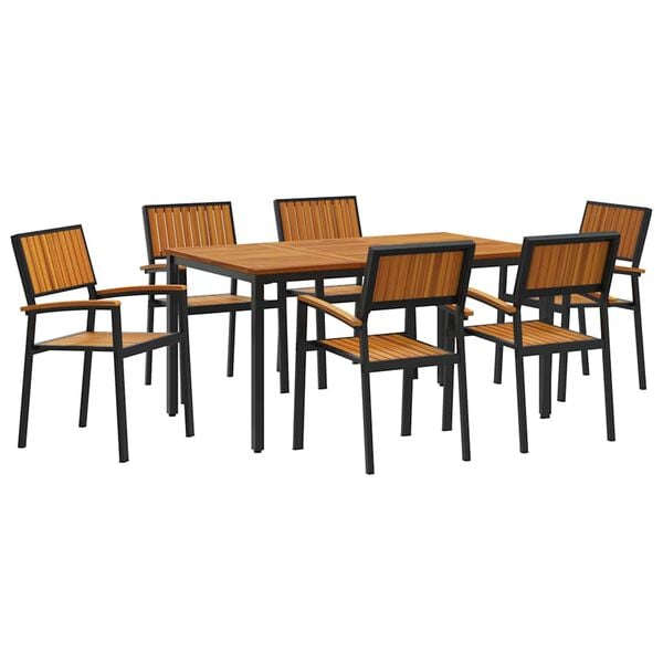 vidaXL Conjunto de Comedor de Jard&iacute;n 7 pcs Negro