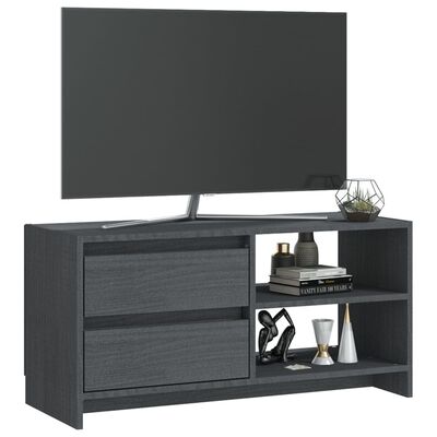 vidaXL Mueble para TV de madera maciza de pino gris 80x31x39 cm