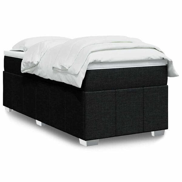 vidaXL Cama box spring con colch&oacute;n tela negro 100x200 cm