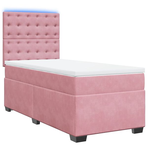 vidaXL Cama box spring con colch&oacute;n terciopelo rosa 90x190 cm