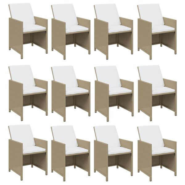 vidaXL Set comedor de jard&iacute;n 13 piezas y cojines rat&aacute;n sint&eacute;tico beige