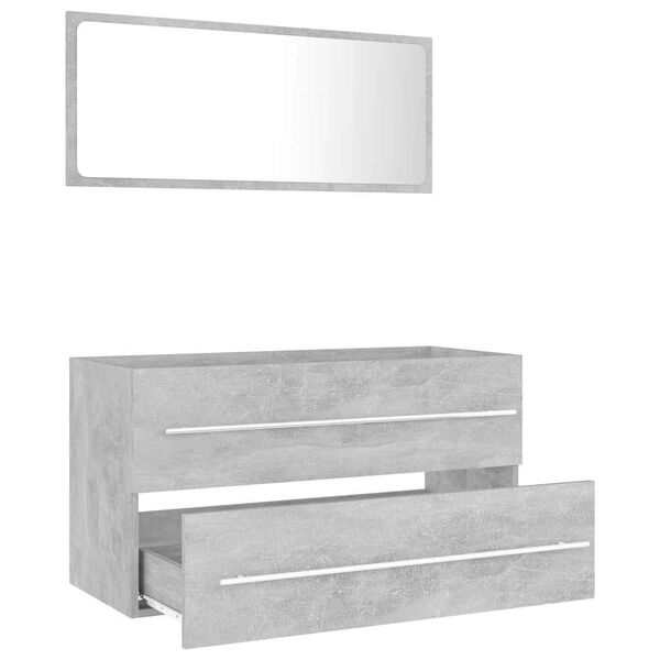 vidaXL Set muebles de baño 2 piezas madera contrachapada gris hormigón