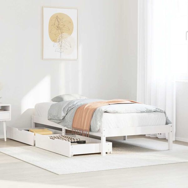 vidaXL Estructura de cama sin colch&oacute;n madera de pino blanca 90x200 cm