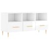vidaXL Mueble de TV madera contrachapada blanco brillo 102x36x50 cm