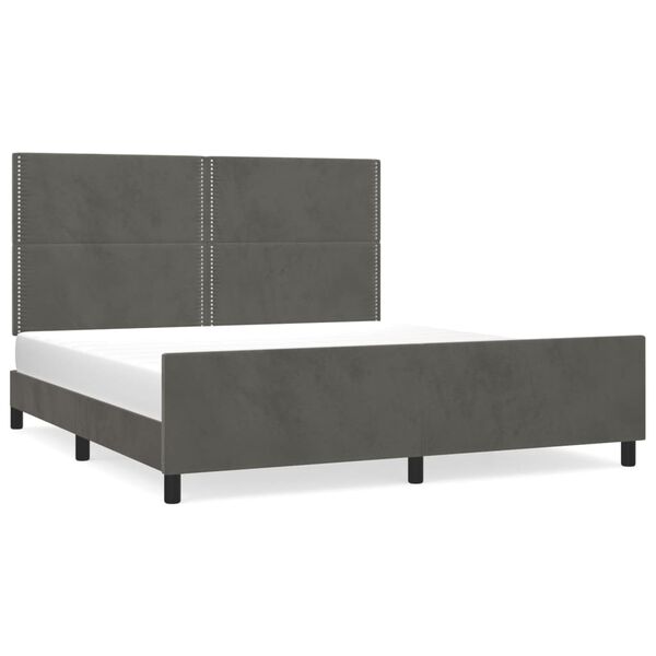 vidaXL Estructura de cama sin colch&oacute;n terciopelo gris oscuro 160x200cm