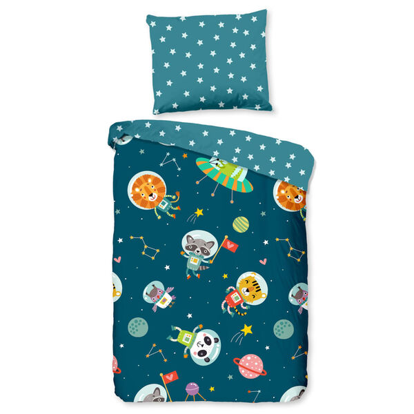 Good Morning Funda de edred&oacute;n infantil SPACY 100x135 cm azul petr&oacute;leo