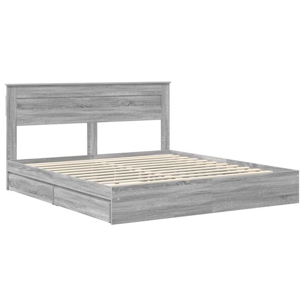 vidaXL Cama con almacenamiento con cabecera Gris Sonoma 180 x 200 cm