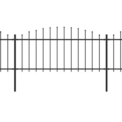 vidaXL Valla de jardín con puntas acero negro (0,5-0,75)x1,7 m
