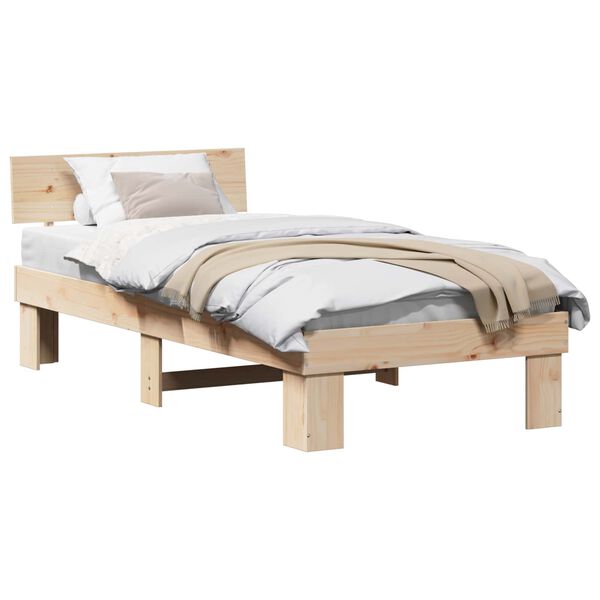 vidaXL Estructura de cama Natural 90 x 200 cm Madera de pino macizo