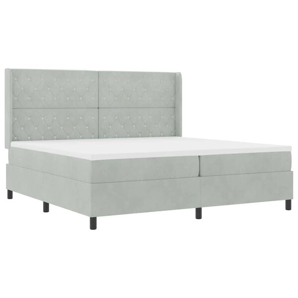 vidaXL Cama tipo Box Spring Gris Claro 200 x 200 cm Terciopelo