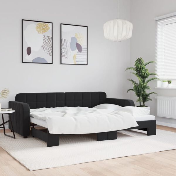 vidaXL Sof&aacute; cama nido terciopelo negro 80x200 cm