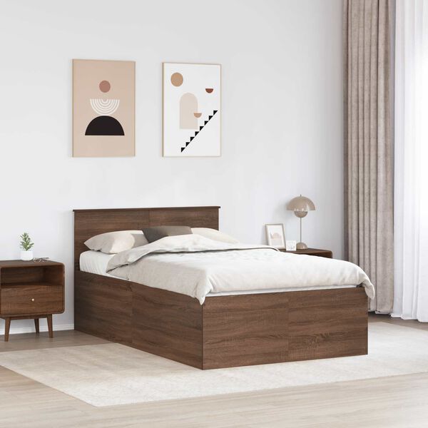 vidaXL Estructura de cama con cabecera Roble Marr&oacute;n 120 x 190 cm