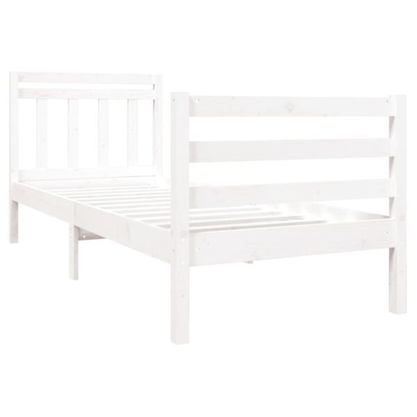 vidaXL Estructura de cama individual de madera maciza blanco 90x190 cm