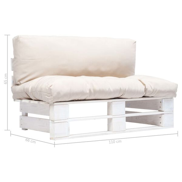 vidaXL Sof&aacute; de jard&iacute;n de palets con cojines color arena madera de pino