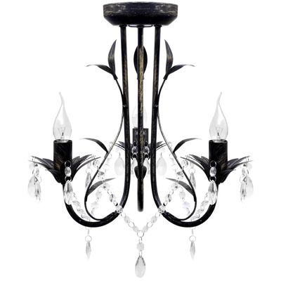 Lámpara de araña, candelabro negro estilo Art Nouveau, 3 x E14