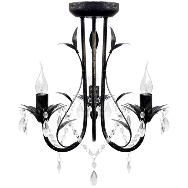 L&aacute;mpara de ara&ntilde;a, candelabro negro estilo Art Nouveau, 3 x E14