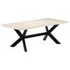 vidaXL Mesa de comedor madera maciza de mango blanco 200x100x75 cm
