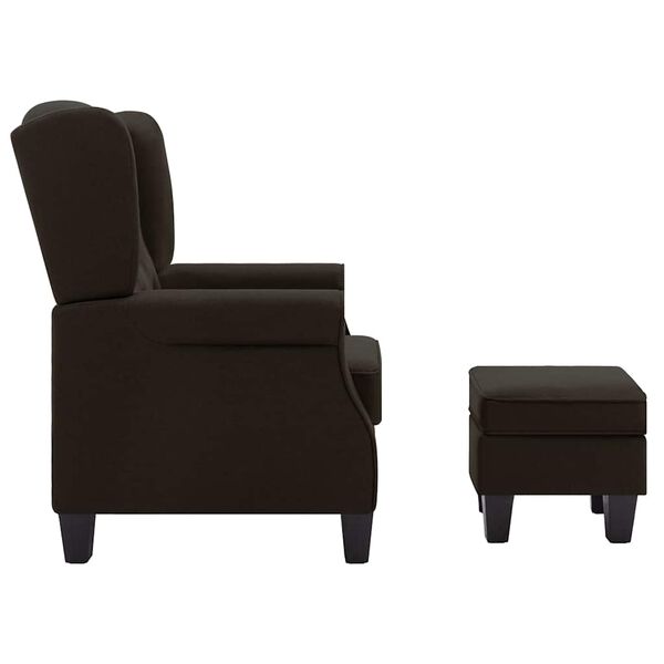 vidaXL Sill&oacute;n con reposapi&eacute;s de tela marr&oacute;n oscuro
