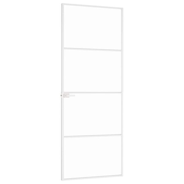 vidaXL Puerta de interior vidrio templado y aluminio blanco 76x201,5cm
